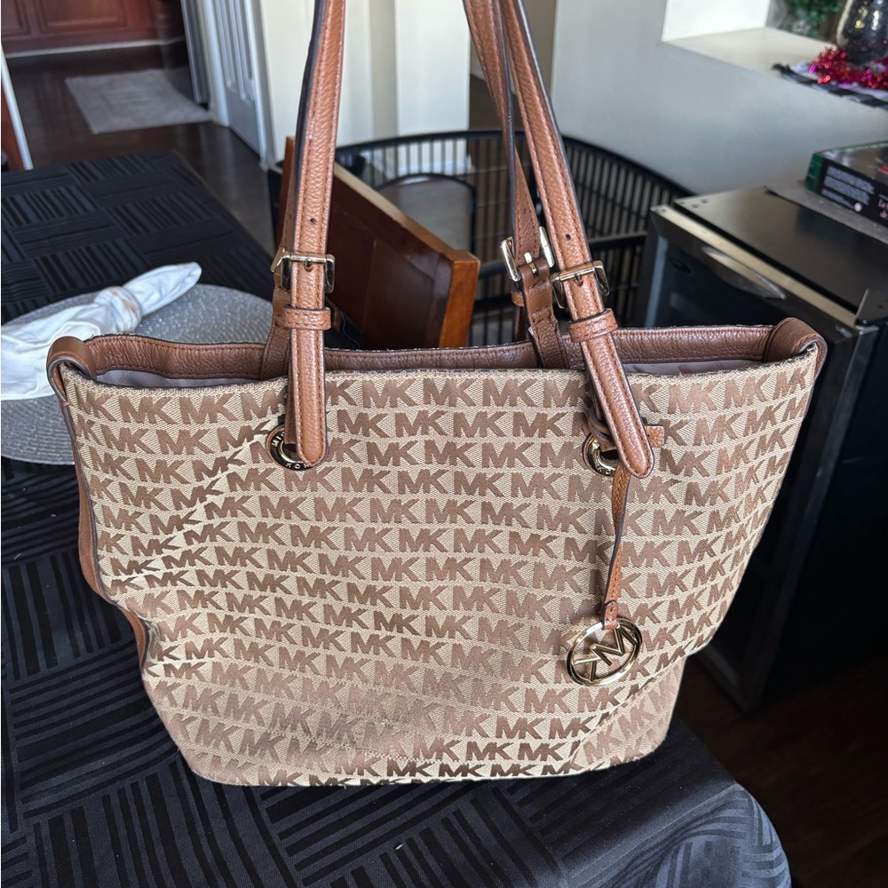 Michael Kors Tan and Brown Logo Tote